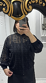 Fermuarlı Dantel Ceket