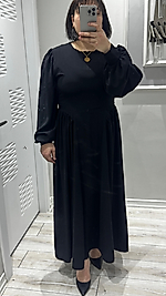 Balon Kol Siyah Elbise