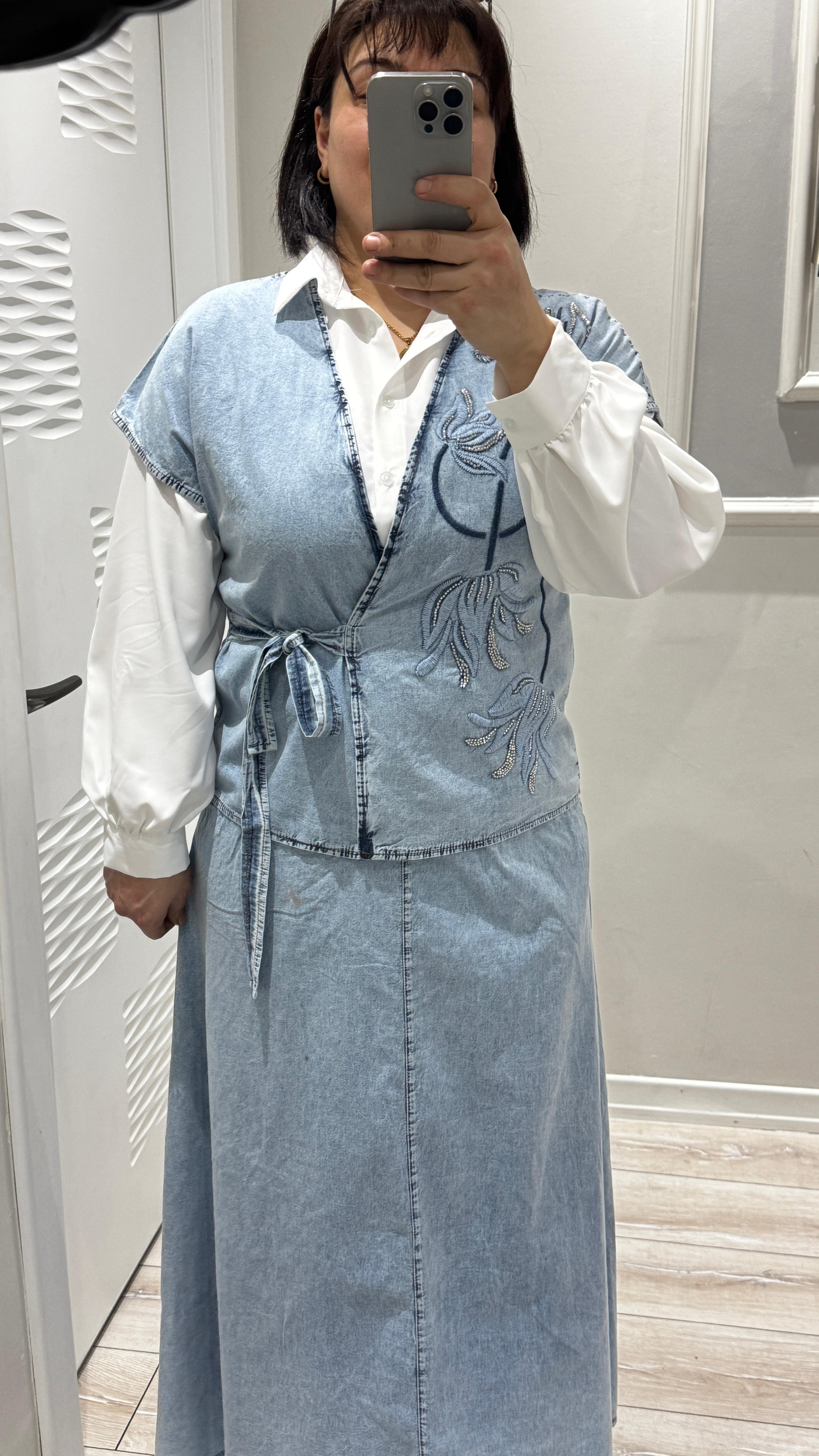 Taş İşlemeli Kot 3lü Takım