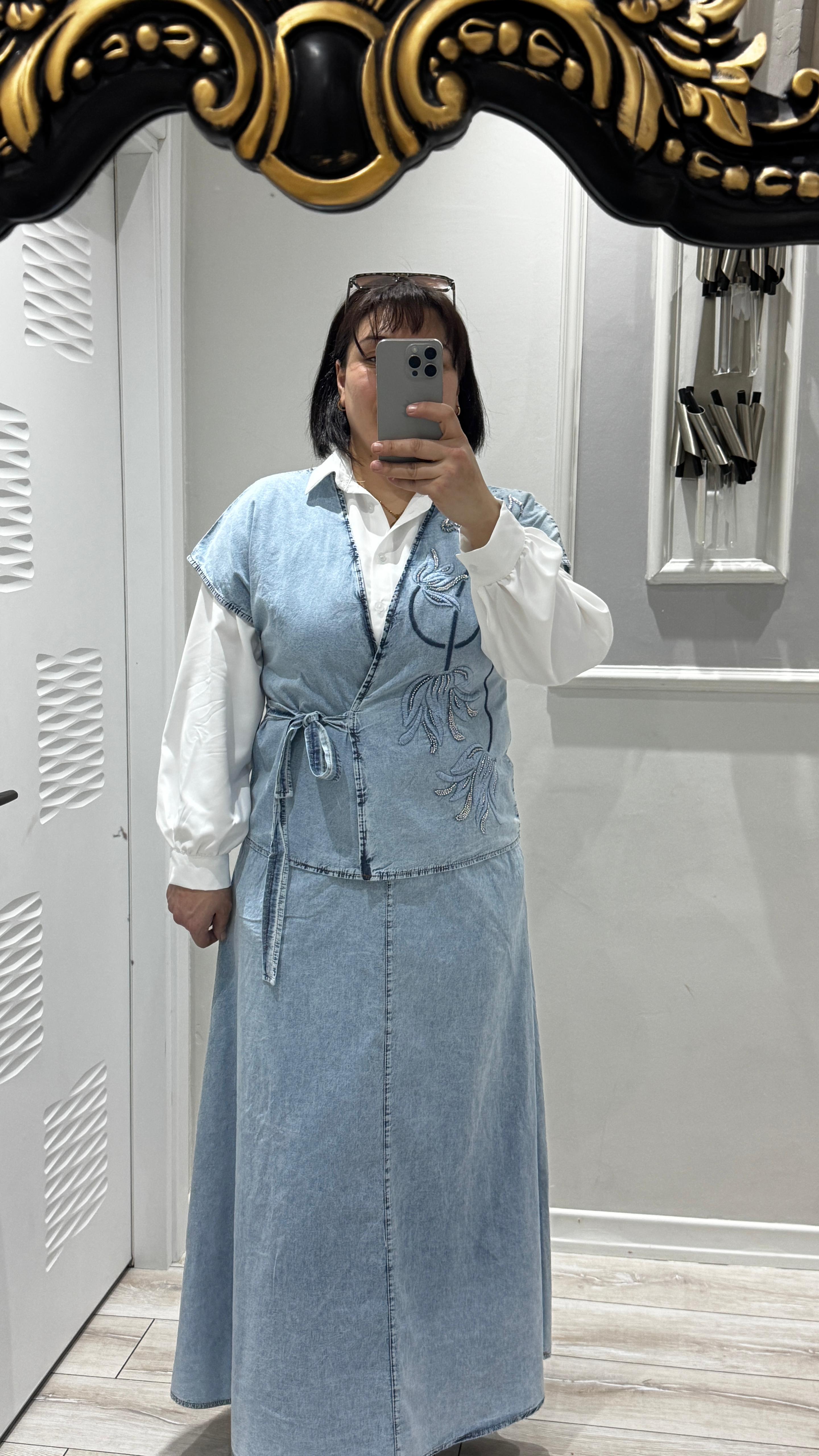 Taş İşlemeli Kot 3lü Takım