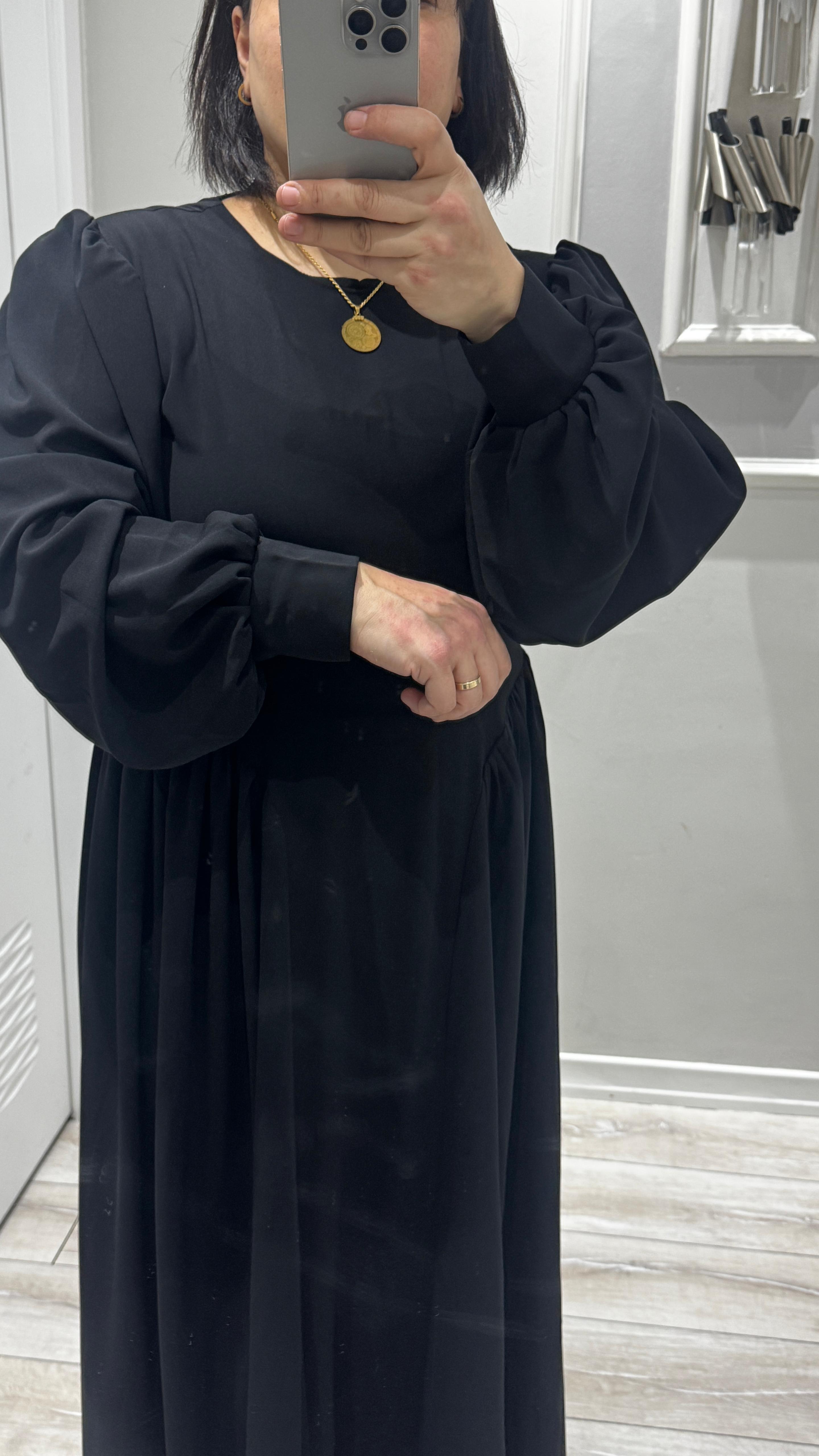 Balon Kol Siyah Elbise